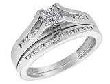 Princess Cut Diamond Engagement Ring & Wedding Band Set 1/2 Carat (ctw) in 10K White Gold
