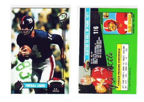 1992 Topps Stadium Club Football Legends Y.A. Tittle New York Giants Card