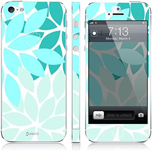 UnnitoTM iPhone 5 / 5S Skin [Full Body] *90 Day Warranty* Protective Vinyl Decal Cover [Custom] Wrap Sticker (Sea Foam Flower Petals)