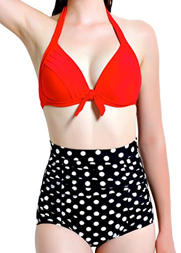 ANGEL SECRET Girls Swimsuits Floral Polka Vintage High Waisted Bikinis