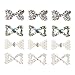 Unique Nail Art 3D Decorations Set of 12pcs Bow Ties Studded With Silver, AB Rhinestones / Crystals / Gems And White Pearls / Beads By VAGA