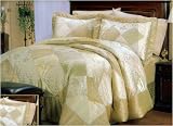 Review Victorian Collections  / Luxury Jacquard Embroidered Comforter Set King Ivory Gold