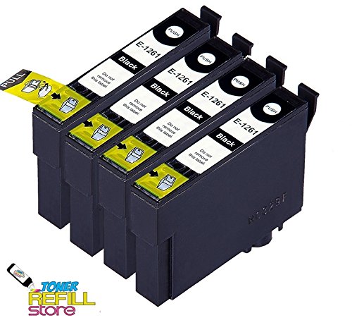 4 pack of Epson T126120 Black Replacement Ink Cartridges (T126 Black) for the Epson: Stylus NX330 NX430 WorkForce 3540 7010 7510 7520 60 435 520 545 630 633 635 645 840 845 by Northland Wholesale
