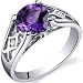 Cathedral Design 1.25 carats Amethyst Solitaire Ring in Sterling Silver Rhodium Finish Size 6