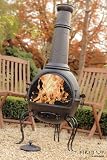 136cm Black Steel Chiminea Chimenea with BBQ Grill