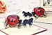 Horse Carriage 3D Pop- up Greeting Card By Chinese Paper-Cut Art 10x15cm