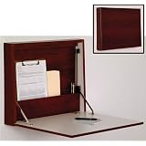 Dark Red Mahogany Fold-Away Wall Desk Wood Finish