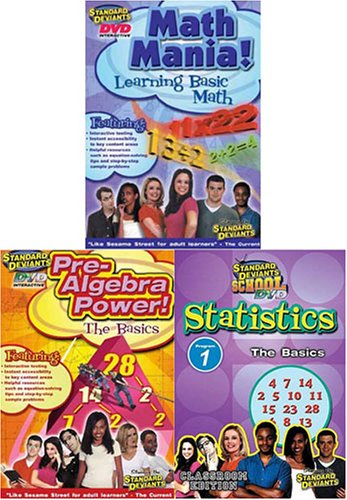 Standard Deviants - Math Mania/Pre-Algebra Power/Statistics (3 pack)