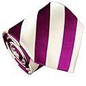 Paul Malone Krawatte 100% Seide pink weiss gestreift