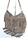 Trendy Henkeltasche mit Fransem, echt. Wildleder