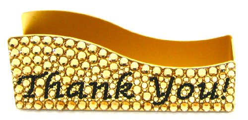 LZ New York Swarovski Crystallized Thank You Design w/Light Colorado Topaz and Jet Crystals Aluminum Gold Business Card Holder /70 Cards at Amazon.com