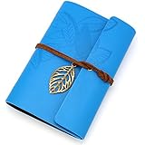 Vintage Blue PU Leather Cover Loose Leaf Blank Notebook Journal Diary Gift