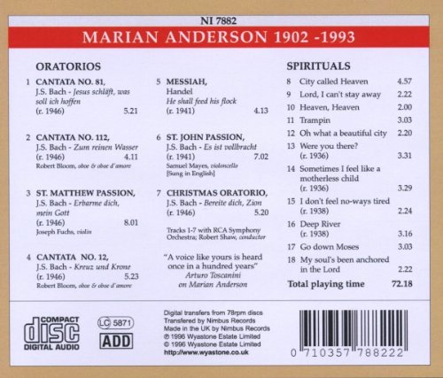 Cover image : Prima Voce - Marian Anderson / Shaw