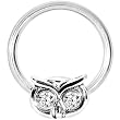 Clear Gem Owl Captive Bead Ring