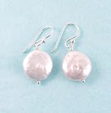 Sterling Silver Coin Pearl Drop Earrings