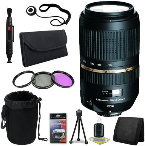 Tamron AF 70-300mm f/4.0-5.6 SP Di VC USD XLD for Nikon Digital SLR Cameras + 62mm 3 Piece Filter Kit + Lens Cap Keeper + Deluxe Starter Kit + Deluxe Lens Pouch + Lens Pen Cleaner + DavisMAX MicroFiber Cloth DavisMax Bundle