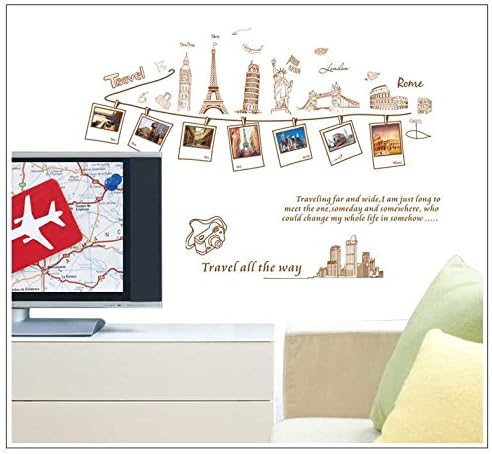 Flywings Modern House Vinyl Mural Art Wall Sticker Decal- Around the World Removable Home Decor Vinyl Wall Stickers 160 X 90cm