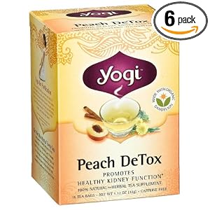 51qIzf82voL. SL500 AA300 PIbundle 6,TopRight,0,0 AA300 SH20  Yogi Peach DeTox, Herbal Tea Supplement, 16 Count Tea Bags (Pack of 6)