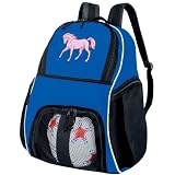 Cute Pink Horse Ball Backpack Blue Horse Lover Soccer Ball Bag Basketball Backpacks