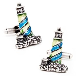 Enamel Lighthouse Cufflinks-CLI-CC-LTH-SL