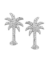 14k White Gold 0.25 Ctw Diamond Palm Tree Earrings