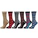 Women and Girls Valued Trouser Socks 6-Pair Crew Socks (Thin Stripe)