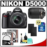 Nikon D5000 Digital SLR Camera w/ 18-55mm VR Lens + 55-200mm VR Zoom Lens + 16GB Card + (2) EN-EL9 Batteries + (2) UV Filters + Accessory Kit (Camera and Lenses Refurbished by Nikon U.S.A.)