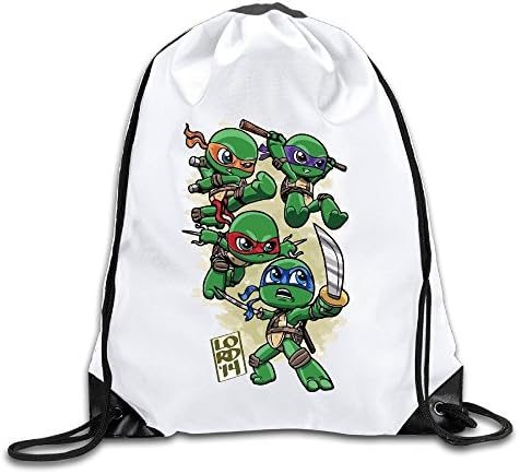 QI3T Unisex Teenage Mutant Ninja Turtles Drawstring Beam Port Shoulders Backpack White For Sports/travel/casual