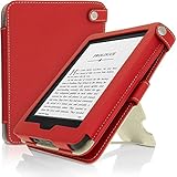 igadgitz Rot PU Ledertasche Hülle für Neu Amazon Kindle 2014 (Touchscreen) 7. Generation mit Betrachtungs + Auto Sleep/Wake + Handschlaufe