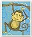 The Kids Room by Stupell Lil Buddy Monkey on Blue with Circles Rectangle Wall Plaque