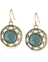 Barse "Sanibel" Turquoise Metal Matrix Disc Earrings