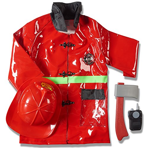 Child's Halloween Fireman Role Play Dress up Costume Set and Accessories