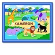 Wild Animals Large Blue Personalized Print