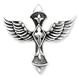 Sterling Silver Antiqued Cross with wings Pendant