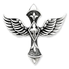 Amazon.com: Sterling Silver Antiqued Cross with wings Pendant: West Coast Jewelry: Jewelry