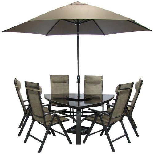 Black Triangular Table + 6 St Tropez Brown Tweed Chairs Garden Furniture Set Black Triangular Table + 6 St Tropez Brown Tweed Chairs Garden Furniture Set