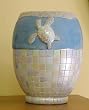 Ceramic and Iridescent Mosaic Tile Turtle Vase