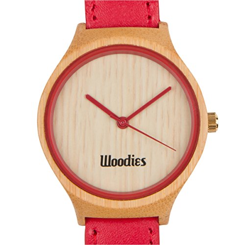 WOODIES Red Bamboo Wood Watch