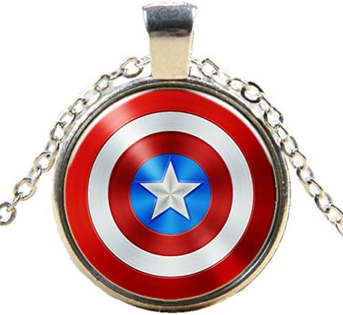 Murano Glass Captain America Pendant with 18" Necklace