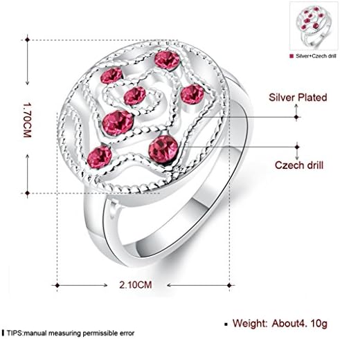 BLINGEL Women's Fashion Jewelry Brass Plated with 925 Sterling Silver Rings for Wedding Engagement Pretty CZ Crystal Aniversary Rings Band