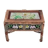 Antique Floral Crystal Design Table Pewter Keepsake Trinket Box
