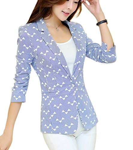 Aro Lora Women's 3/4 Sleeve Stripe Office Casual Jacket Blazer One Button
