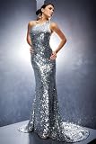 Silver Sequined Dresses by Tony Bowls Evenings