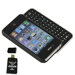 Black Wireless Bluetooth Sliding Keyboard with Rubberized hard shell case for iphone 4 (AT&T or Verizon) PLUS AGPtek USB 2.0 All-in-one Card Reader