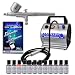Master Airbrush Cake Decorating Airbrush Kit, with 12 .7 Oz Food Colors & Airbrush Depot 1 Year Warranty Air Compressor and 6 Foot Air Hose Set
