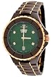Oniss #ON8015-MDDRG Men's Rose Gold Trim Burgandy Ceramic Watch (Green MOP Dial)