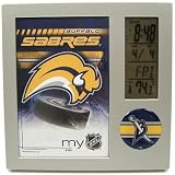BUFFALO SABRES LCD DESK CLOCK ALARM PHOTO FRAME