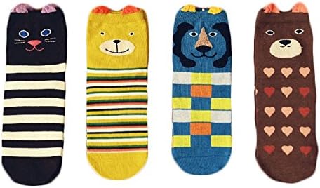 Parasox Two Pairs Women's Cute Colorful Korean Cartoon Animal Crew Socks