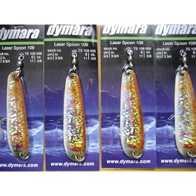 Lot of 4 Dymara Laser Fishing Lure Spoon 3.75