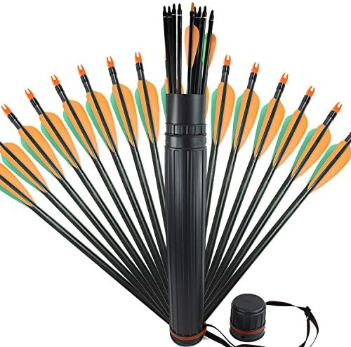 Arrows Precision Fiberglass Target/Hunting Screw-In Target Practice Point for Recurve and Compound Bow with Quiver Arrow-Screw28in (Pack of 12 Arrows)